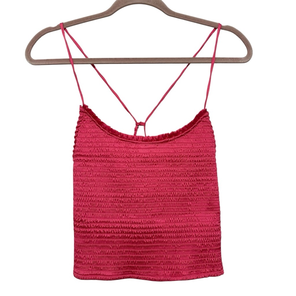 Free People Pink Smocked Spaghetti Strap Cami